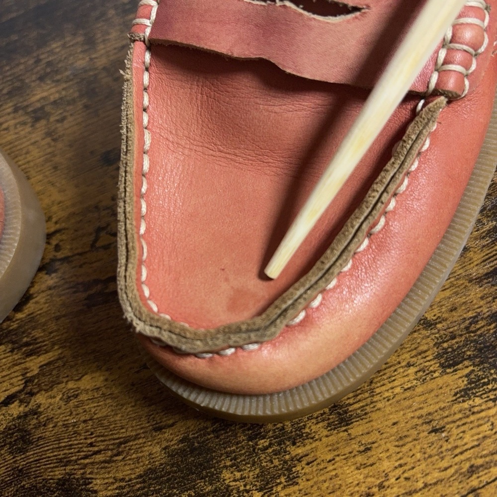 Bed Stu Penny Loafers Womens Sz 7 Coral Pink Leather Distressed Classic - Picture 9 of 13